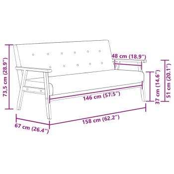 Sofa 3-Sitzer Schwarz Kunstleder