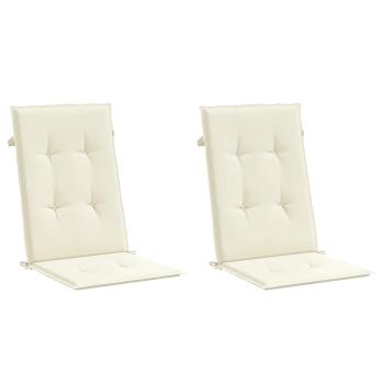 Gartenstuhlauflagen für Hochlehner 2Stk. Creme 120x50x3cm Stoff