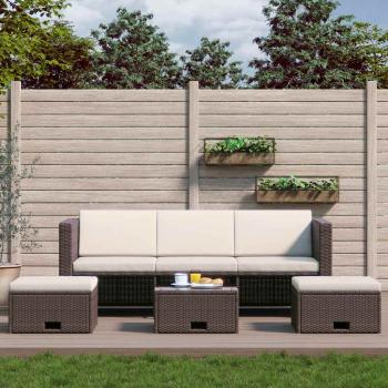 ARDEBO.de - 4-tlg. Garten-Lounge-Set mit Auflagen Poly Rattan Braun