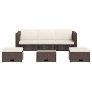 4-tlg. Garten-Lounge-Set mit Auflagen Poly Rattan Braun