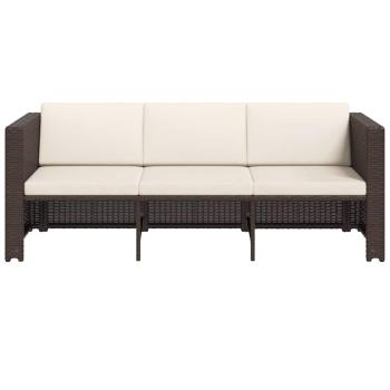 4-tlg. Garten-Lounge-Set mit Auflagen Poly Rattan Braun