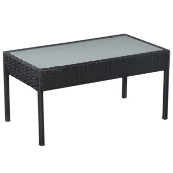 5-tlg. Garten-Lounge-Set mit Auflagen Poly Rattan Schwarz