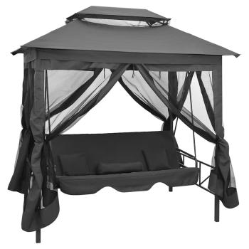 ARDEBO.de - Gartenschaukel mit Bettfunktion und Dach 220×160×240 cm Stahl