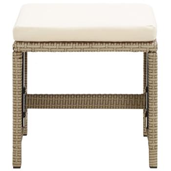 Gartenhocker 2 Stk. mit Sitzkissen Poly Rattan Beige