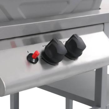 Gasgrill mit Beistelltisch auf 3 Ebenen Silbern