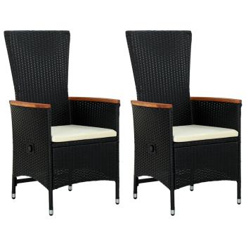 ARDEBO.de - Gartenstühle 2 Stk. mit Polstern Poly Rattan Schwarz