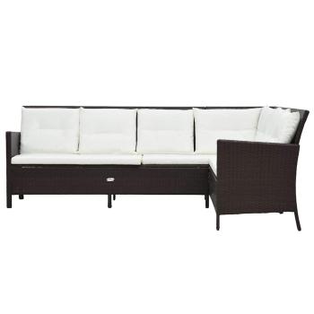 3-tlg. Garten-Lounge-Set mit Auflagen Poly Rattan Braun