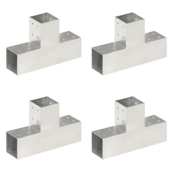 ARDEBO.de - Pfostenverbinder 4 Stk. T-Form Verzinktes Metall 81 x 81 mm