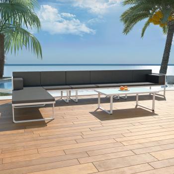 ARDEBO.de - 5-tlg. Garten-Lounge-Set Textilene Aluminium Schwarz
