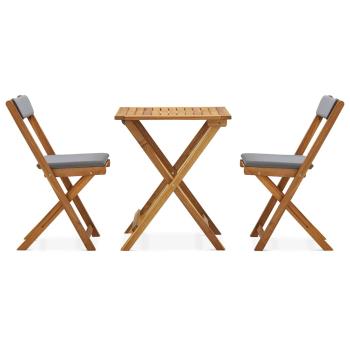 3-tlg. Bistro-Set Klappbar mit Auflagen Massivholz Akazie