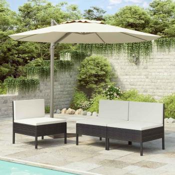 ARDEBO.de - Gartenst?hle 3 Stk. mit Auflagen Poly Rattan Schwarz
