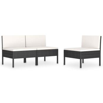 Gartenst?hle 3 Stk. mit Auflagen Poly Rattan Schwarz