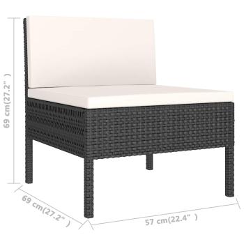 Gartenst?hle 3 Stk. mit Auflagen Poly Rattan Schwarz
