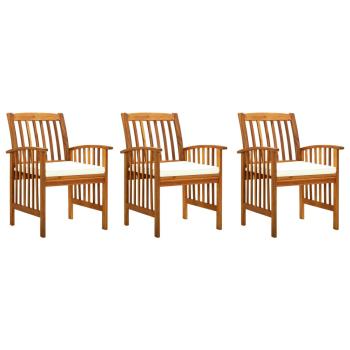 ARDEBO.de - Garten-Essstühle 3 Stk. mit Kissen Massivholz Akazie