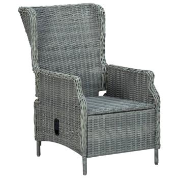Verstellbarer Gartensessel mit Fußhocker Poly Rattan Hellgrau
