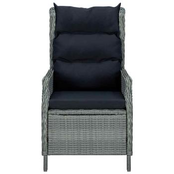 Verstellbarer Gartensessel mit Fußhocker Poly Rattan Hellgrau