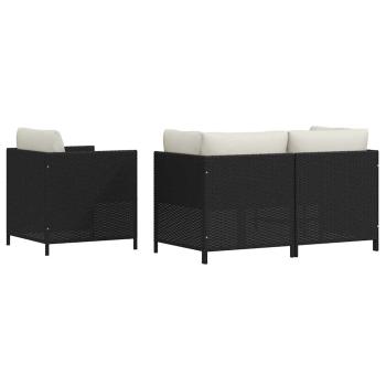 4-tlg. Garten-Sofagarnitur mit Auflagen Schwarz Poly Rattan