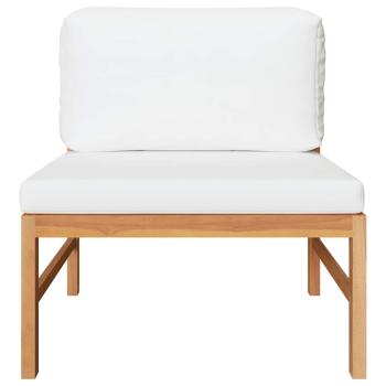 2-tlg. Garten-Lounge-Set mit Creme Kissen Teakholz