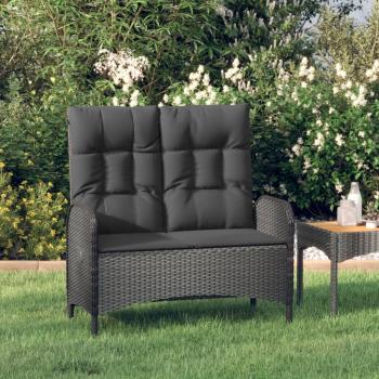 ARDEBO.de - Gartenbank mit Liegefunktion & Kissen 107cm Poly Rattan Schwarz