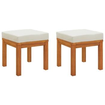 Gartenhocker mit Kissen 2 Stk. 40x40x42 cm Massivholz Akazie