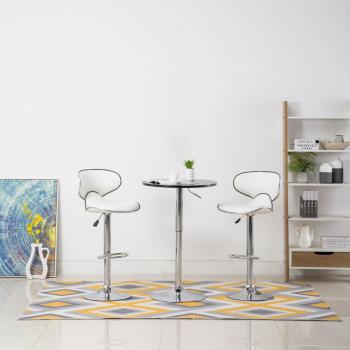 ARDEBO.de - Barhocker 2 Stk. Weiß Kunstleder