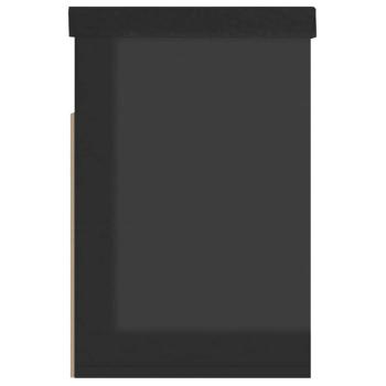 Schuhbank mit Kissen Hochglanz-Schwarz 80x30x47cm Holzwerkstoff