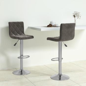ARDEBO.de - Barhocker 2 Stk. Dunkelgrau Samt