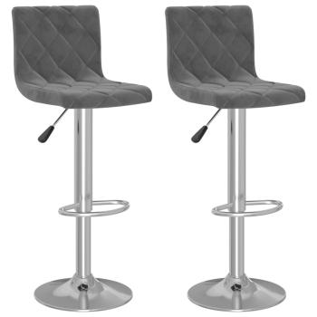 Barhocker 2 Stk. Dunkelgrau Samt