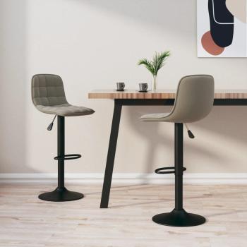 ARDEBO.de - Barhocker 2 Stk. Hellgrau Samt