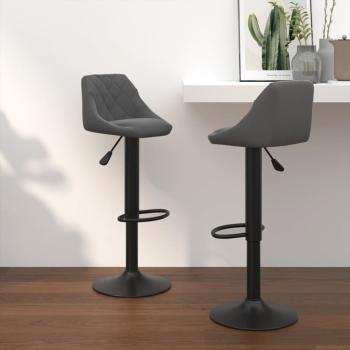 ARDEBO.de - Barhocker 2 Stk. Dunkelgrau Samt
