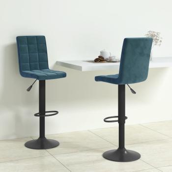ARDEBO.de - Barhocker 2 Stk. Blau Samt
