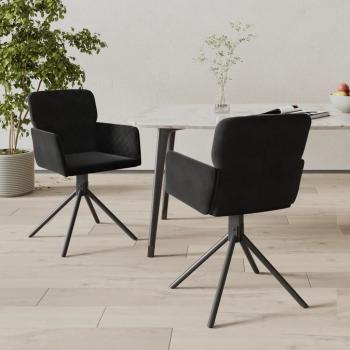 ARDEBO.de - Esszimmerstühle 2 Stk. Drehbar Schwarz Samt