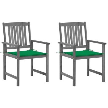 ARDEBO.de - Gartenstühle mit Kissen 2 Stk. Grau Massivholz Akazie
