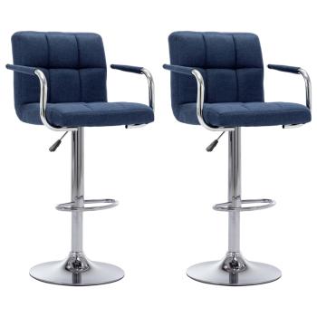 ARDEBO.de - Barhocker 2 Stk. Blau Stoff