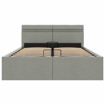 Bett mit Bettkasten Hydraulisch LED Hellgrau Stoff 120x200 cm