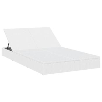 Sonnenliege für 2 Personen mit Kissen Weiß Poly Rattan