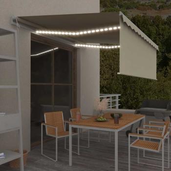 ARDEBO.de - Markise Automatisch mit Rollo LED Windsensor 4x3 m Creme