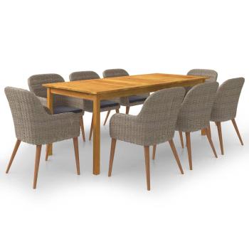ARDEBO.de - 9-tlg. Garten-Essgruppe Braun
