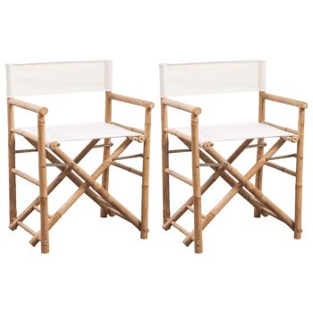 ARDEBO.de - Klappbarer Regiestuhl 2 Stk. Bambus und Canvas