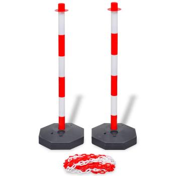 ARDEBO.de - Pfosten-Set mit Absperrkette 10 m Kunststoff