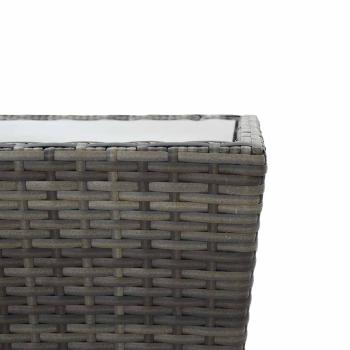 Beistelltisch Grau 41,5x41,5x43 cm Poly Rattan und Hartglas