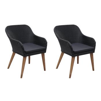 ARDEBO.de - Gartenstühle mit Polstern 2 Stk. Poly Rattan Schwarz