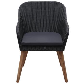 Gartenstühle mit Polstern 2 Stk. Poly Rattan Schwarz