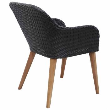 Gartenstühle mit Polstern 2 Stk. Poly Rattan Schwarz