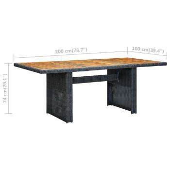 Gartentisch Dunkelgrau Poly Rattan und Akazie Massivholz