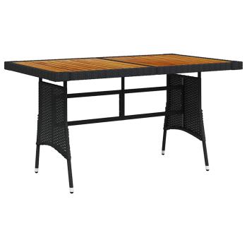 ARDEBO.de - Gartentisch Schwarz 130x70x72cm Poly Rattan & Massivholz Akazie