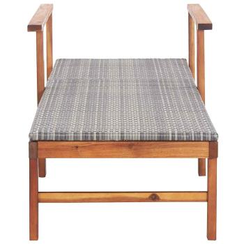 Sonnenliege Poly Rattan und Massivholz Akazie Grau