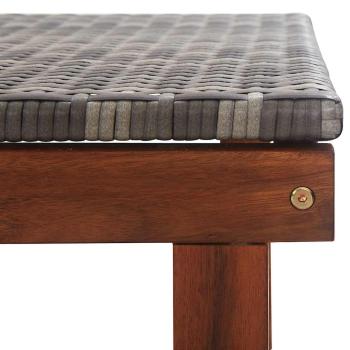 Sonnenliege Poly Rattan und Massivholz Akazie Grau