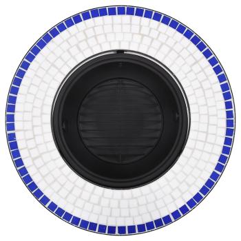 Feuerstelle Mosaik Keramik Blau und Weiß 68 cm