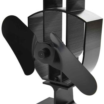 Ofenventilator Wärmebetrieben 2 Blätter Schwarz